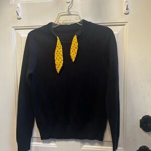Modcloth Dark Blue Sweater with Bright Yellow Details Sz S